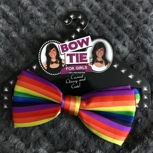 Rainbow clip-on bow tie